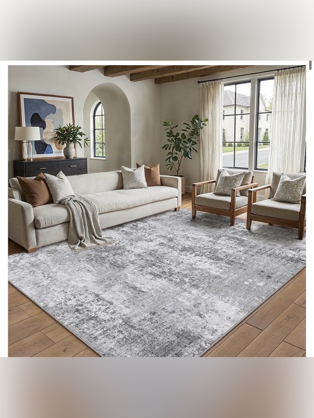 Abstract Grey 5x7 Area Rug